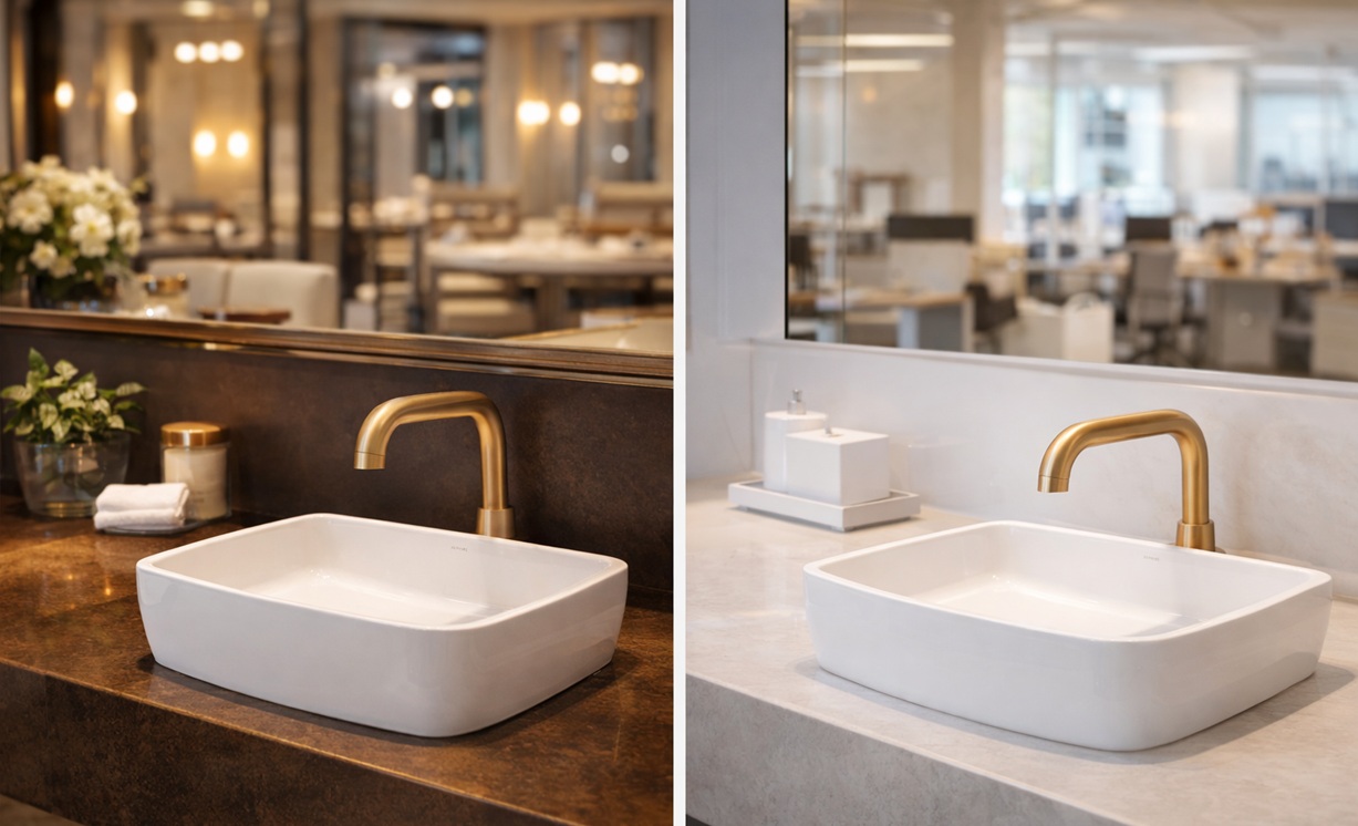 Restaurant & Office Restroom Fixtures - Touchless Faucets and Soap Dispensers